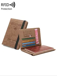 Fashion Letter Pattern Passport Case, PU Leather Passport Holder, Travel Document Holder, Passport Cover, Passport Case for Men & Women