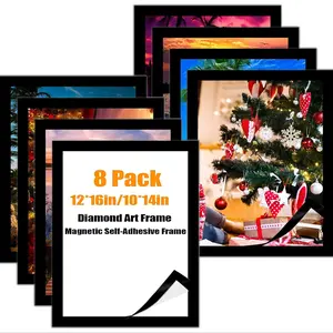 Magnetic Diamond Painting Frame Set, 12x16 Inch Art Photo Frame, Self-Stick Backing, Horizontal or Vertical Wall Hanging, Picture Frame Set