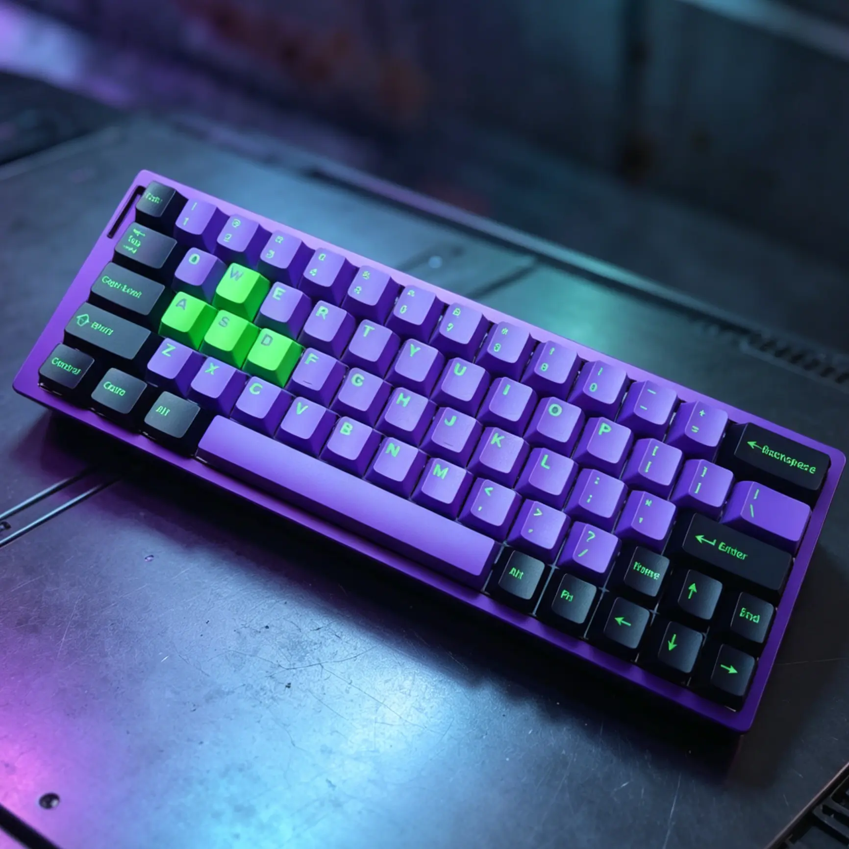 Purple Green Mecha Cherry Profile PBT Keycaps Set, Dye-Sub Custom Key Caps For MX Switch Mechanical Keyboard 60% 65% 75% TKL