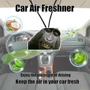 1/5/10pcs Go Viral with Chaotic Monkey! Paper Hanging Car Scent Cards - Viral Meme Design, Mirror Interior, Vent Hanging Decor
