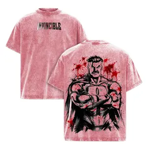 Omni-Man Washed Tee – Invincible Viltrumite Warrior Anime Graphic Double Printed T-Shirt, Heavy Cotton Unisex Oversize Streetwear with Vintage Retro Style