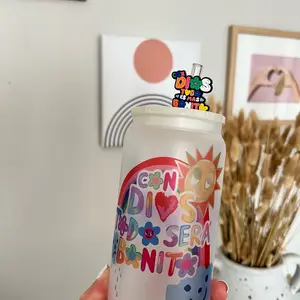 16oz glass cup con Dios todo es más bonito