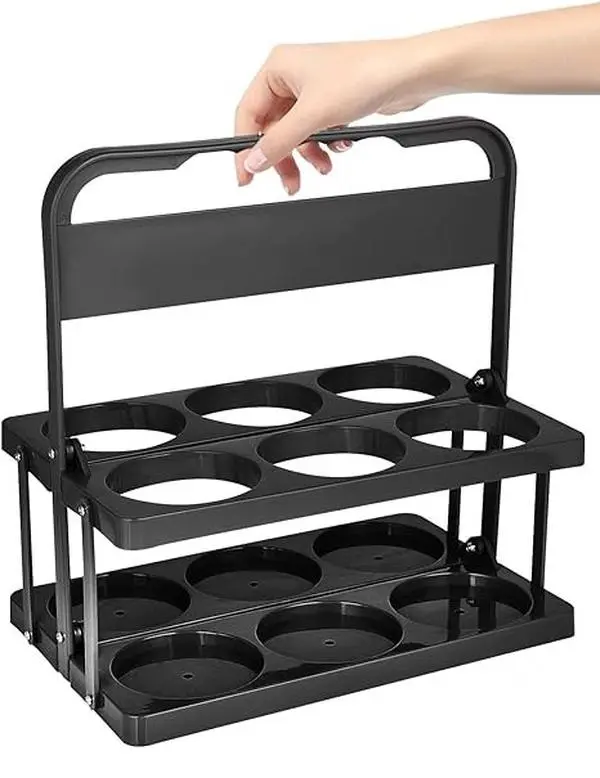 Foldable Plastic Beverage Carrier, Drink Carrier for Delivery,Reusable Drink Holder with Handle Portable Large Drink Holder for DoorDash Grubhub Postmates Drivers (Black) Drinkware Cup