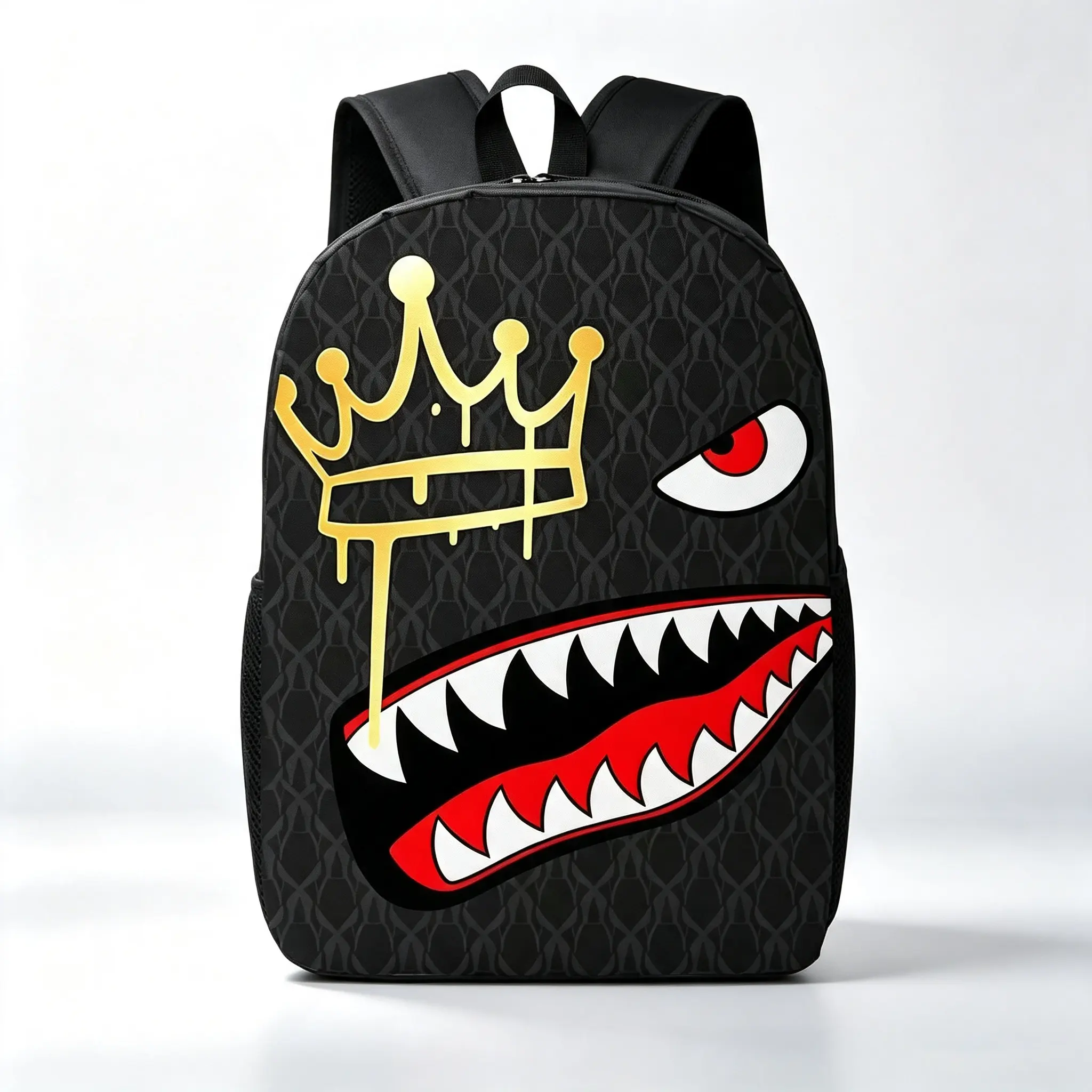 Crown Shark Pattern Foldable Synthetic Backpack, Lightweight Large Capacity Portable Daypack, Dustproof & Machine Washable Casual Backpack for Student School, Outdoor Travel & Daily Commuting
