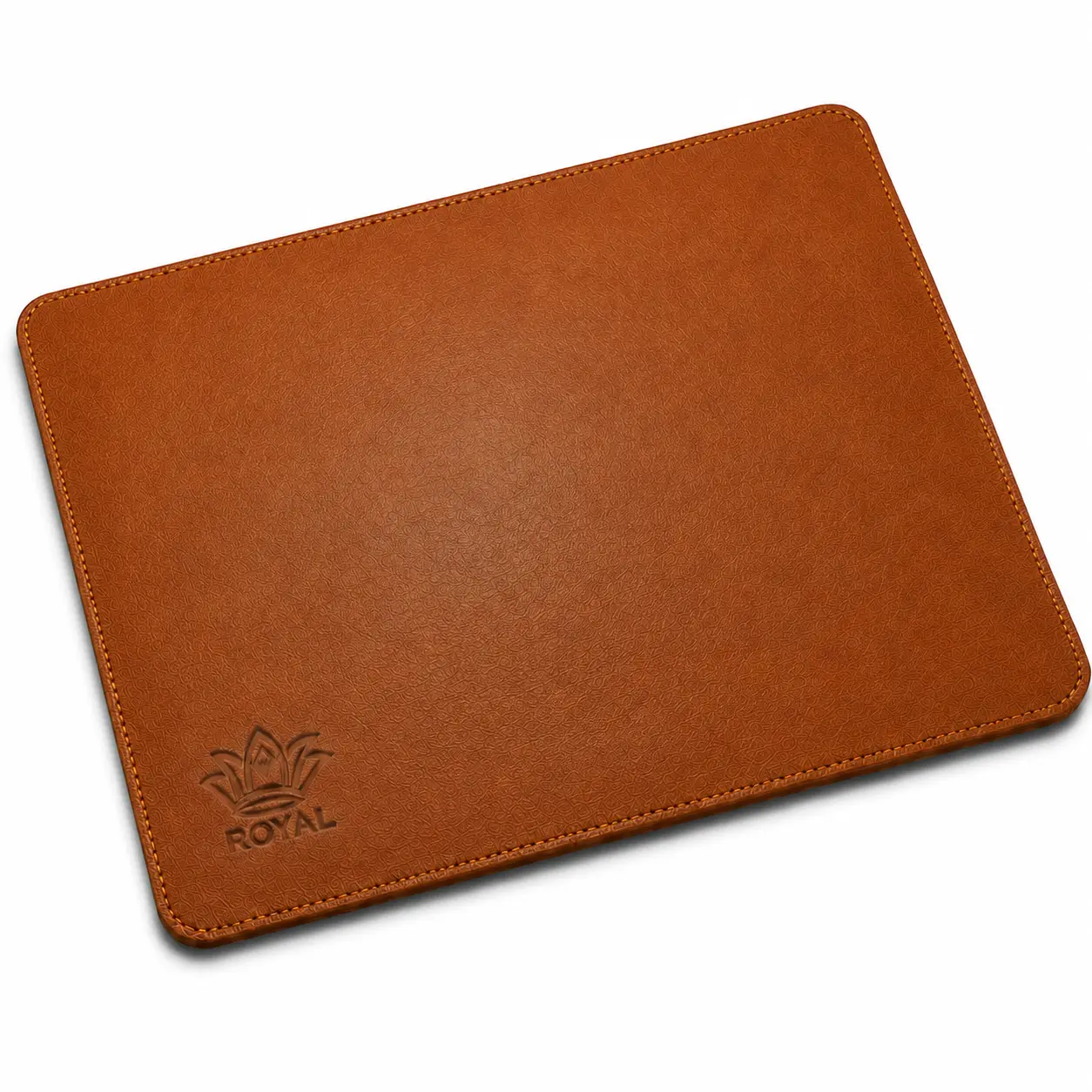 ROYAL Square Genuine Leather Office Mouse Pad - Dark Brown, Non-Slip Computer Desk Pad with Stitched Edges, Precision Grip, Luxury Look for Smooth Tracking, Gaming, Business Use