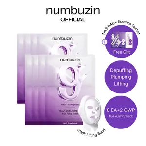 [numbuzin official shop] No.9 NAD+ Lifting Sheet Mask | NAD+ BIO Lifting-sil Full Face Mask | 4 Sheets+Lifting Band | For Face Lifting, Jawline, Double-chin, Neck, V-line | 50 Peptides & NAD+ & Collagen