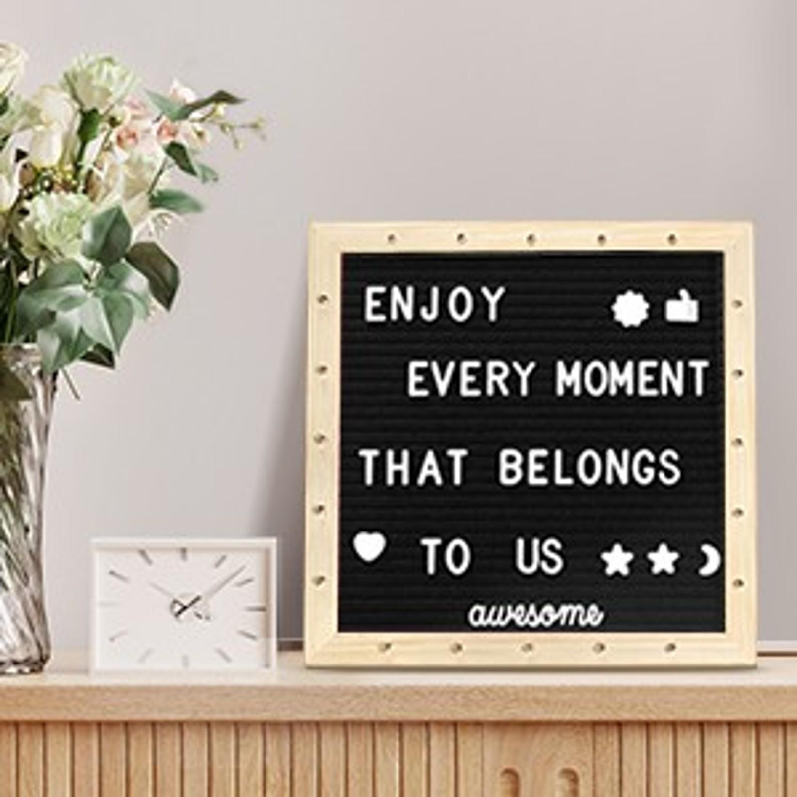 Pink Felt Letter Board with Lights, Built-in LED Lights -Message Board Adjustable Stand, 340 Letters and Christmas,- for Menus, Pregnancy Announcement, Weddings, Party Planning(10 * 10)