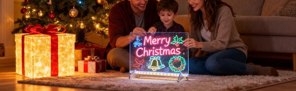 【US】Lumiboard LED Drawing Board for Kids Gift, Glow Doodle Board with Neon Markers, Reusable Light Up Acrylic Board for Birthday and Holiday Gifts