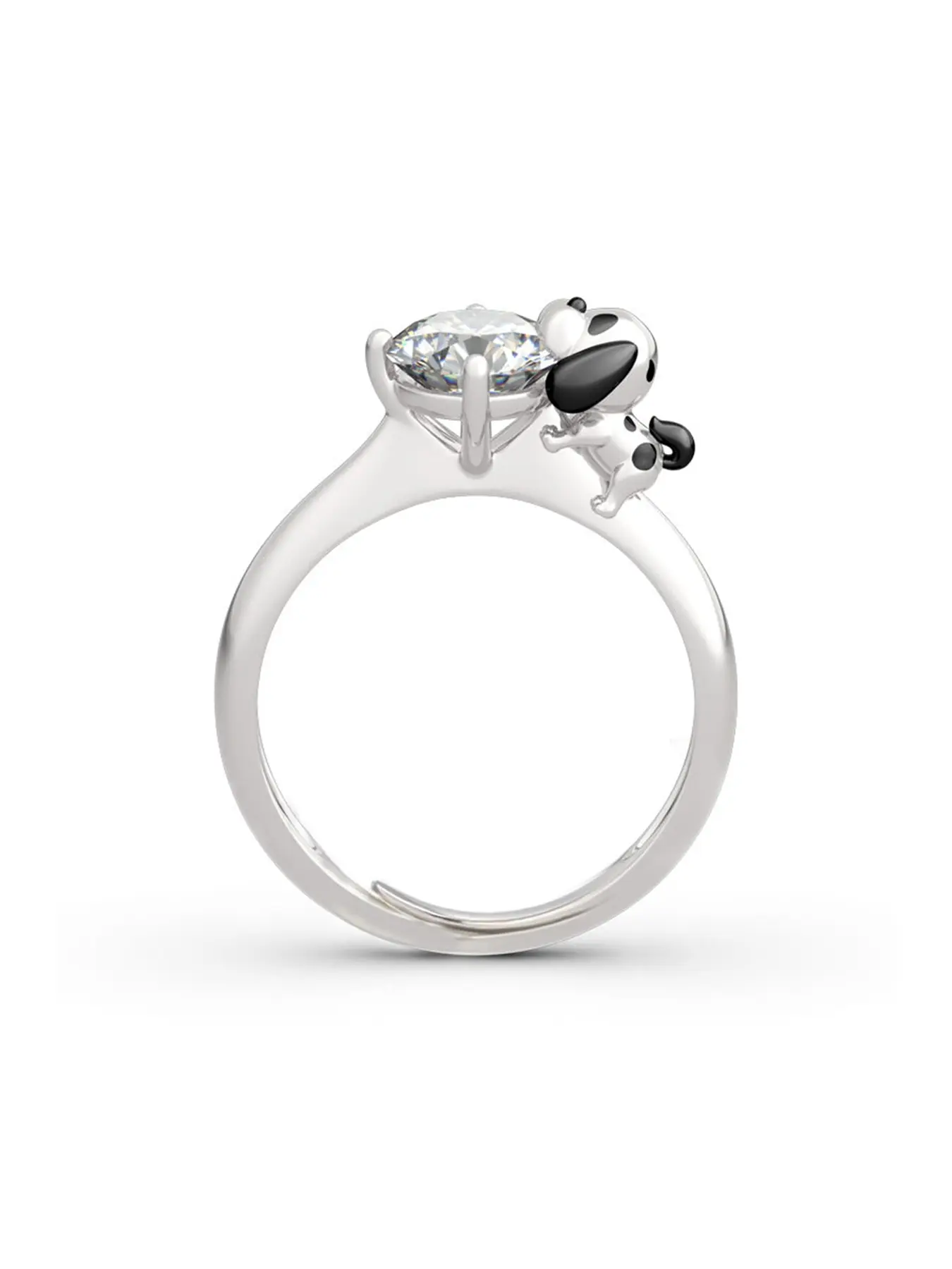Creative Personalized Ring, Cute Dog Hugging 1 Carat Cubic Zirconia Ring, Pet Theme Couple Rings, Sparkling Fire Color, Valentine Gift, Jewelry Ring