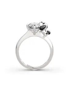 Creative Personalized Ring, Cute Dog Hugging 1 Carat Cubic Zirconia Ring, Pet Theme Couple Rings, Sparkling Fire Color, Valentine Gift