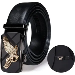 Men's Designer Belt Business Animal Ratchet Buckle Automatic Genuine Adjustable TOP Leather Strap Sliding Rustless