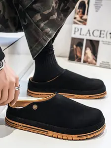 1 Pair Men's Retro Birken Mules Suede Lazy Mule Shoes Anti-Slip PVC Outsole For Daily Commute Outfits