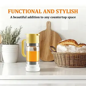 UFORU Glass Honey Dispenser, No-Drip Honey Jar with Comfortable Handle, Leak-Resistant Glass Honey Container for Breakfast Table, Toast, Pancakes and Waffles