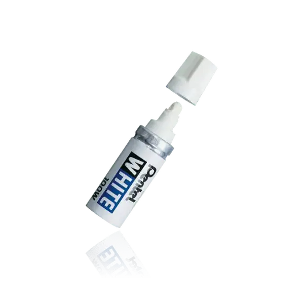 White Broad-Point Specialty Pen - Ink-Based Marker & Highlighter, ACMI-Certified, 22g Liquid, Opaque Ample Ink, Bold Lines, Metal/Glass Ready for Arts and Crafts Projects (Office Stationery Writing Tool)