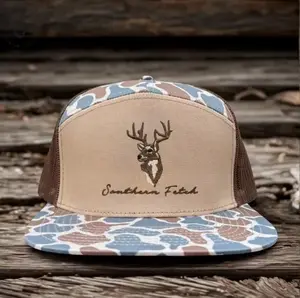 Whitetail Buck 7 Panel Hat Camouflage Brim and Embroidered Whitetail Design Hunting Gear