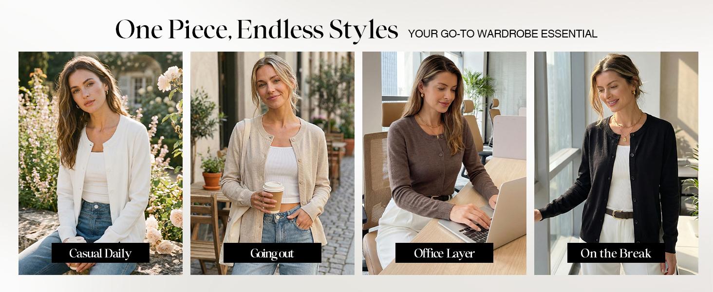 Arach&Cloz Women's 2026 Spring Lightweight Cropped Cardigan Long Sleeve Crew Neck Bolero Shrug Casual Top