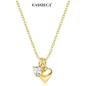 CASSIECA Women's Necklace: 925 Sterling Silver Chain, Water-Resistant Silver Chain, Gold Chain, Women's Heart Coin Pendant, Jewellery in Silver, Gold and Rose Gold, Heart Shaped Necklace, Layering Outfits SummerVibes