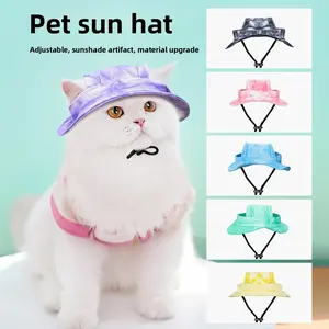 Doggie Sun Hat with Ear Holes, Breathable Summer Baseball Cap for Small & Medium Dogs Adjustable, for Hiking Beach, Pink Medium ​