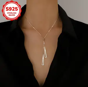 S925 Adjustable Geometric Triangle Pendant Necklace for women - Minimalist Design, Lightweight & Comfortable, Perfect for Daily Wear and Events