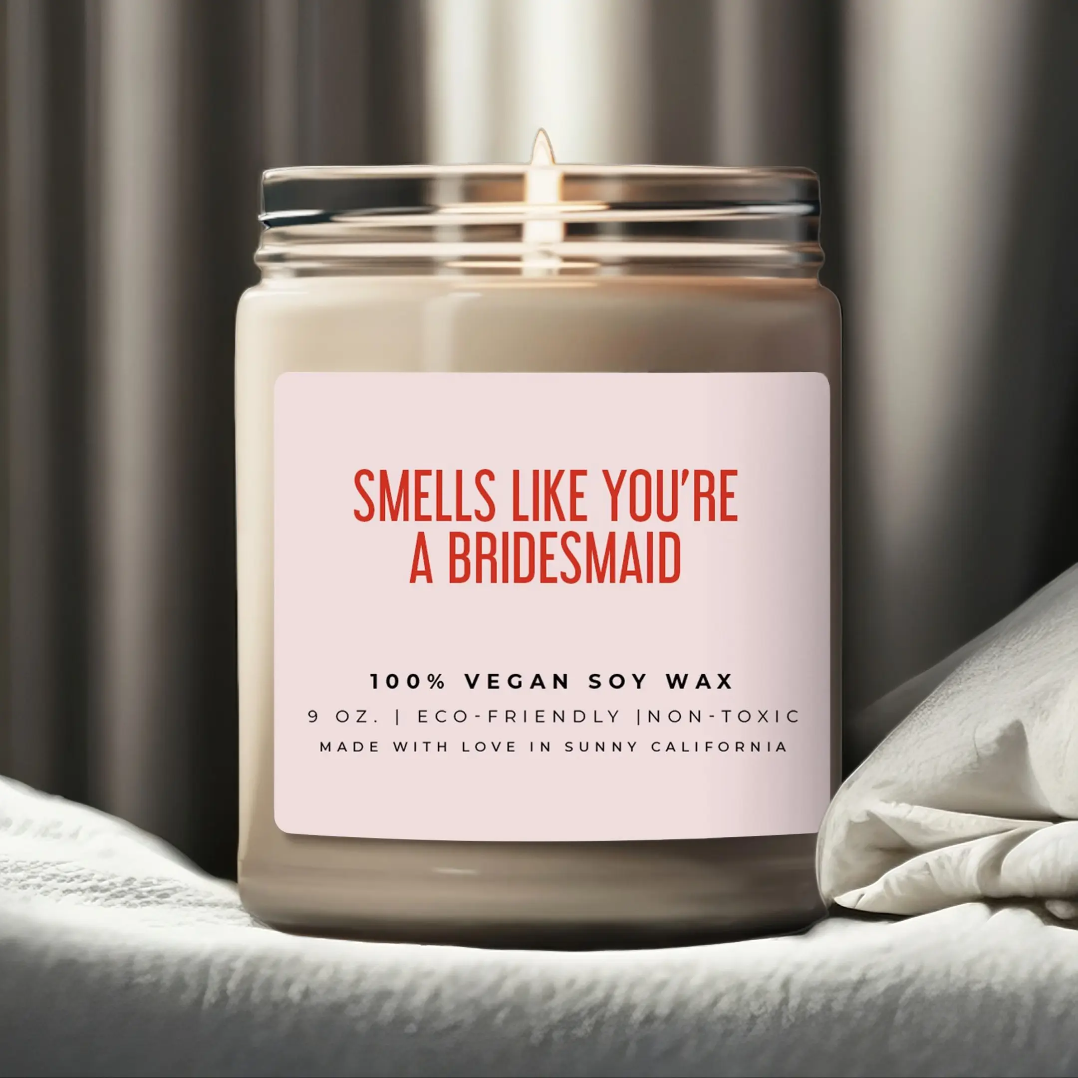 Smells Like You're A Bridesmaid Candle, Engagement Gift Candle, Bridesmaid Proposal Soy Wax Candle, Bachelorette Party Gift, (C-18WED)