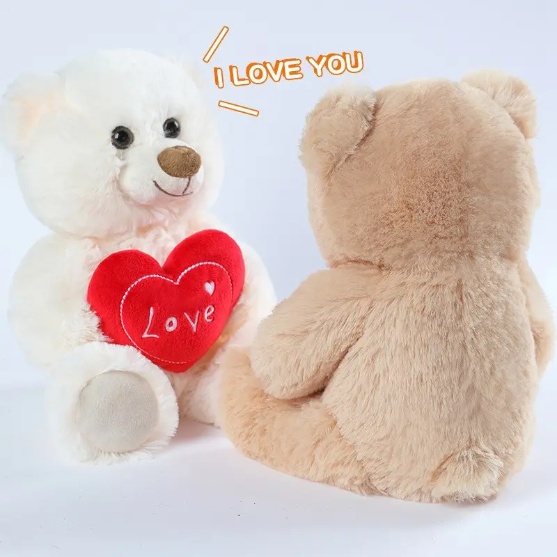 Teddy Bear Plush Toy with Heart Decoration, Snuggle Bear, Stuffed Animal Gift, Cute Stuffed Animals, Birthday Gift for Friends and Girlfriend, Mom Gift, Room Decor, Wedding Keepsake, Soft Cuddly Gift, Soft Stuffed Animals