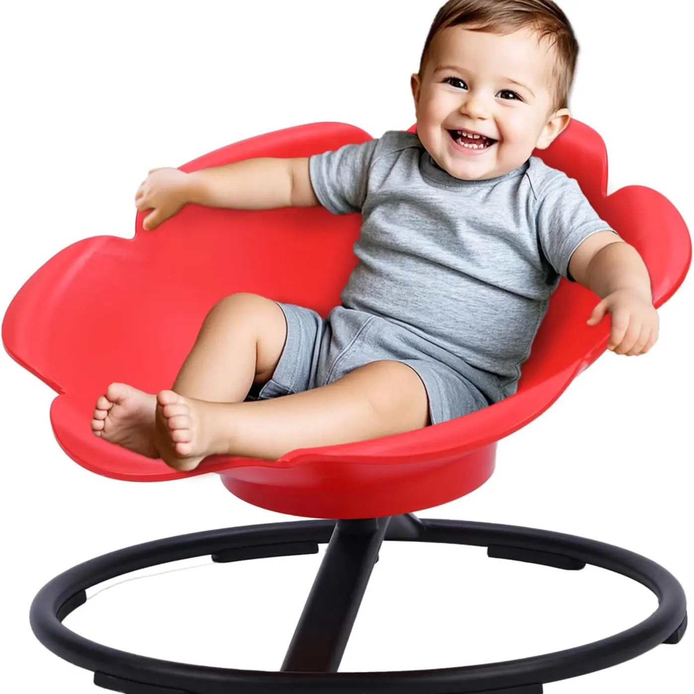 Morning glory Swivel Chair,Red（Upgraded versio）