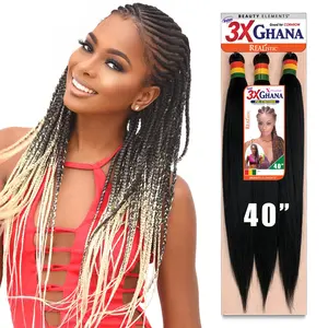 REALISTIC 3X GHANA BRAID 40in Pre Stretched - Hot Water Setting Friendly, Anti-Itch, 100% Kanekalon Fibers