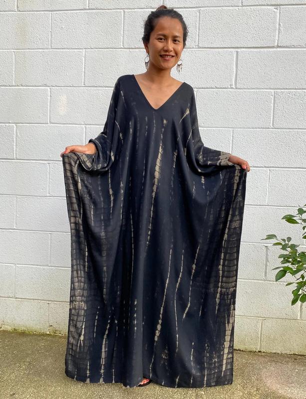 A-105 Silky Caftan Dress Black Tie Dye Kaftan Luxury Spring Dresses African Dress Mumu Caftan Bubu Dress Cruise Dress Resort Wear