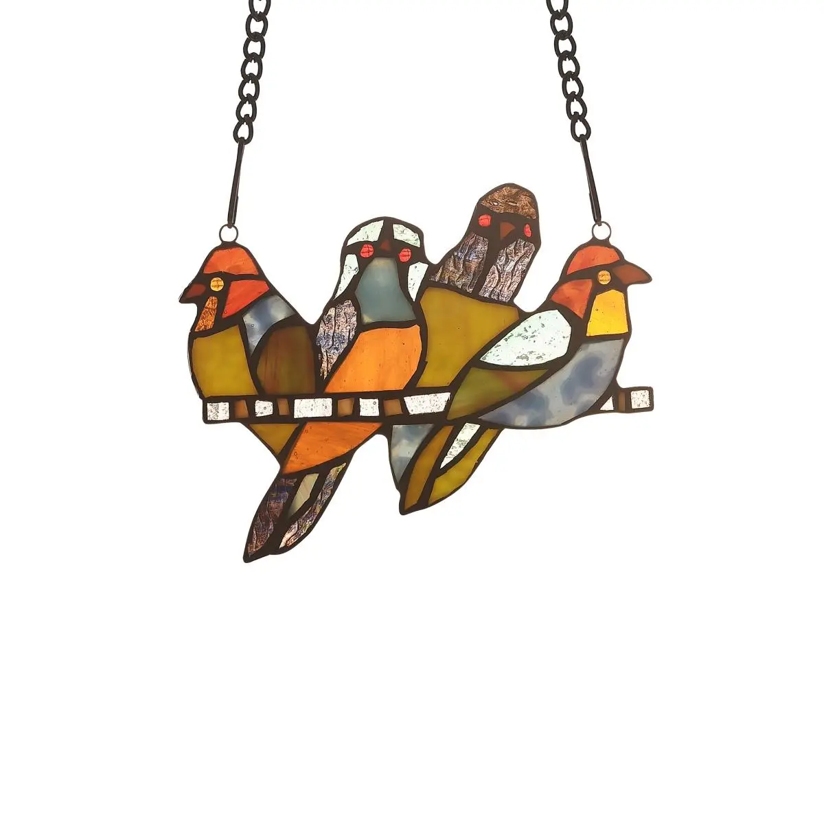 Chloe Lighting CH3P164YA08-GPN Starling Animal Tiffany-Glass Window Panel - 8 in.