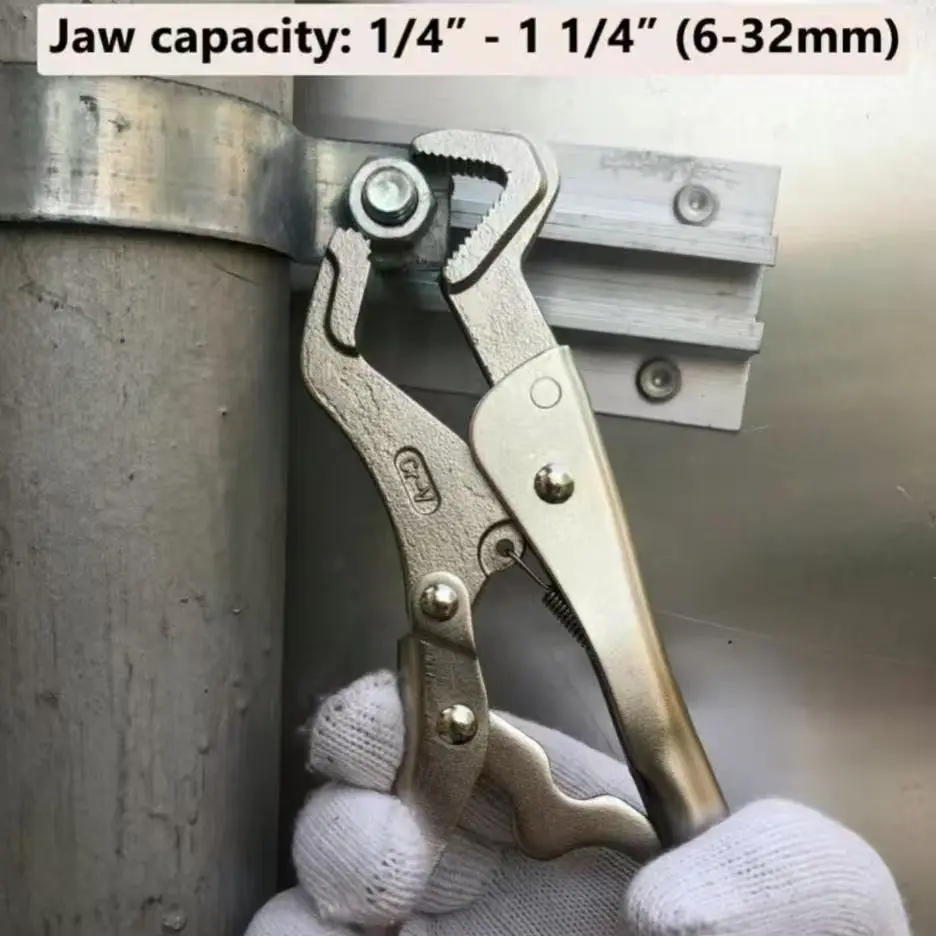 Adjustable Curved Locking Pliers Heavy Duty for Welding, Solid Tube Clamp Repair Hardware Tool, Non-Slip Electrical Connector Clamps for Garage Workshop Use