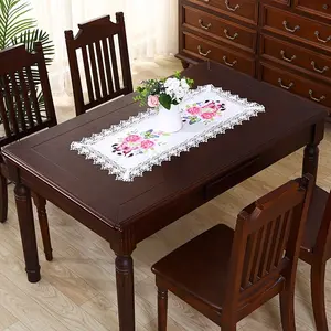 Lace Embroidery Tablecloth Model 2433, Floral Butterfly Hollow Design, Dining Table Cover, Bedside Decoration Runner, 1 Piece