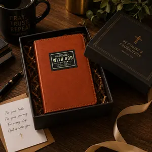 A Daily Minute with God for Men , 365 Devotions in Brown Faux Leather | Faith & Encouragement Journal | Portable 365-Day Reflection Book | Perfect Gift for Valentine’s Day, Birthdays & Holidays | Men's Christian Self-Improvement & Devotional Notebook