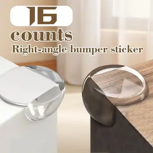 16 pieces of transparent anti-collision corner artifact! Waterproof and anti-collision+strong adhesive without drilling, furniture/cabinets become safe in seconds, rounded edges say goodbye to table corner scratches!