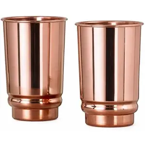 Pure Copper Cups Set of 2 - Copper Tumblers and Copper Cups for water 11.8 oz (350 mL), Ayurvedic Copper Cups for Daily Use (Plain Cup)