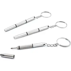 3 PCS Mini Portable Screwdrivers for Glasses, 3-in-1 Keyring Eyeglasses Repair Kit Flat Head Phillips Hex Handy Tiny Screw Drivers for Sunglasses, Small Electronics