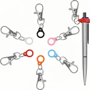 Durable Silicone & Zinc Alloy Pen Clip Holder, Multi-Color Badge Reel with Keychain, Safe Fluorescent Pens & Writing Tools Organizer, Retractable Badge Holders