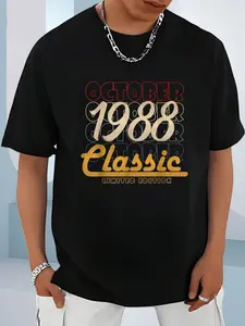 100% Cotton Unisex 34 Years Old Birthday Gifts Vintage October 34th 1988 T-Shirt, Men's Women's Shirt Top, Short Sleeve Tops Crewneck T-shirt