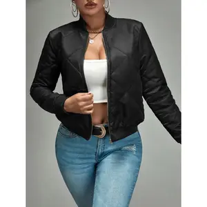 Quilted Zip Up Bomber Jacket