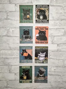 8 Pack of Black Cat Cards- Blank inside.
