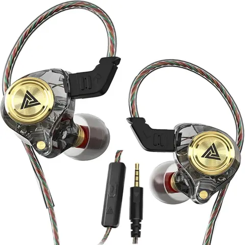 QKZ AK3 Wired In-Ear Gaming IEM Earphones with Mic, HiFi Subwoofer, Active Noise Cancelling Audio, Portable Console Accessory, Ideal for Gym, Teen Boy Gift