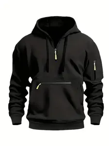 A 1-piece men's hoodie and hoodie with a zipper, featuring adjustable drawstrings, long-lasting fabric and reinforced stitching, suitable for fitness, basketball and casual wear