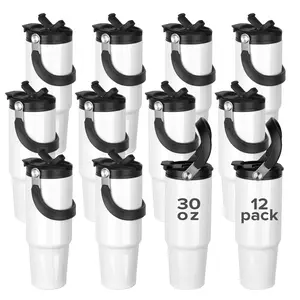 FASTSUB 30 oz Sublimation Water Bottle 12 Pack, Double Wall Vacuum Stainless Steel Sublimation Cup for Oven
