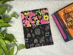 Large Neon Flower Girl Power Padded Fabric Book Cover Sleeve for Books and Tablets