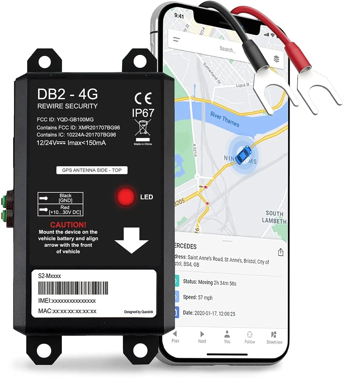 DB2-4G GPS Tracker for Vehicles – Real-Time Vehicle Tracking Device for Car, Van, Motorhome| Easy Battery Install| Live App Tracking| 4G Fleet Tracking| Low Cost Plan| Free Trial