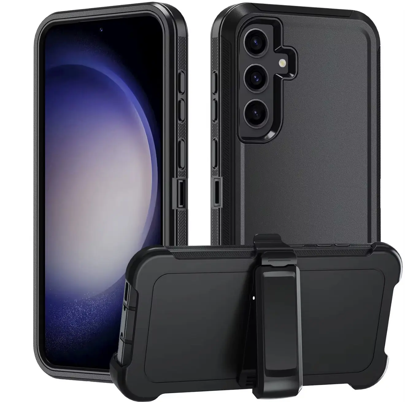 Rugged Defender Case for Samsung Galaxy S24FE 5G Shockproof Heavyduty Protection Case With Belt Clip Casing