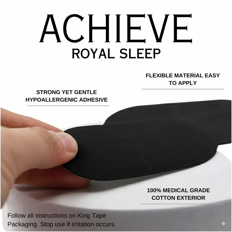King Mouth Tape - one month supply mouth tape for sleep, 30 Pack, black, gentle adhesion, for sleep Snoring Nose Breathing, Sleep Like a King 2