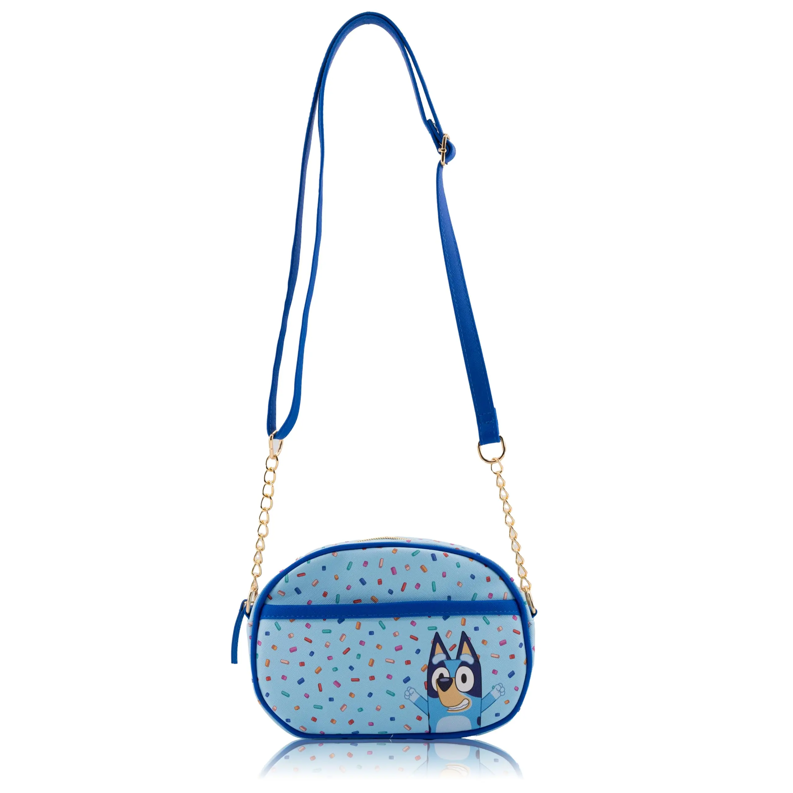 Fast Forward Bluey Purse Crossbody Handbag for Women | Metallic Vinyl Women's Shoulder Handbag Crossbody Shoulder Bags Crossbody Purse Handbags