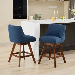 Counter Height Swivel Barstools, 26'' H Seat Height Upholstered Bar Stools Set of 2