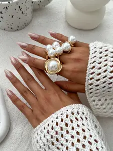Faux Pearl Decorated Ring Set, Fashion Jewelry for Party, Daily Clothing Decor, Trendy All-match & Exquisite Jewelry for Birthday Gift, Fashion Stackable Rings