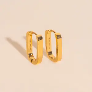 Smooth Oblong Huggie Hoop Earrings - FeatherTUFF™ Titanium